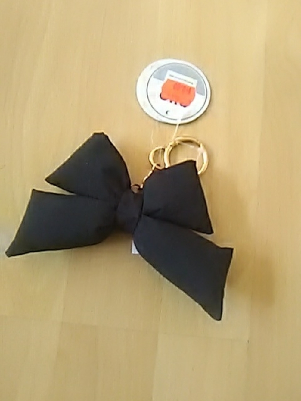 Elegant Black Bow Key & Card Holder with Gold Rings